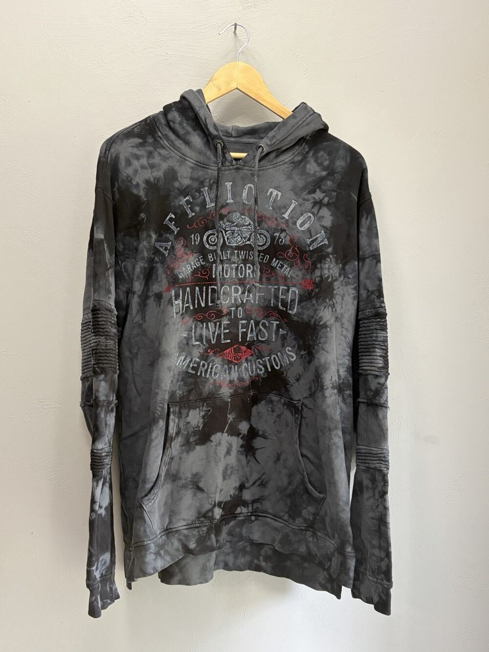 Affliction Skull Live Fast Hoodie Grunge Goth Y2K MMA Mens XL (0110)